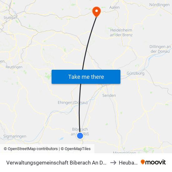 Verwaltungsgemeinschaft Biberach An Der Riß to Heubach map