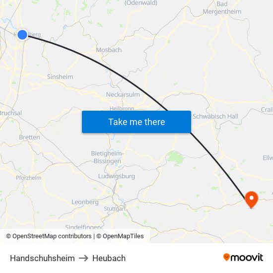 Handschuhsheim to Heubach map
