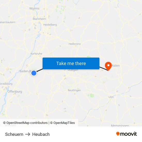 Scheuern to Heubach map