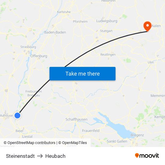 Steinenstadt to Heubach map