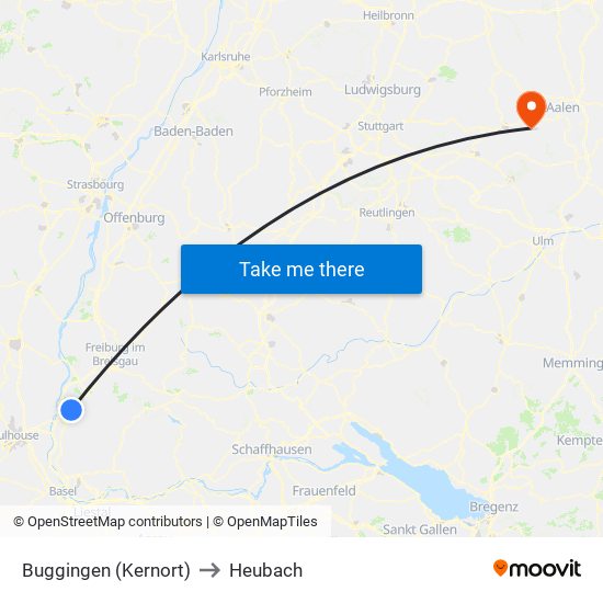 Buggingen (Kernort) to Heubach map