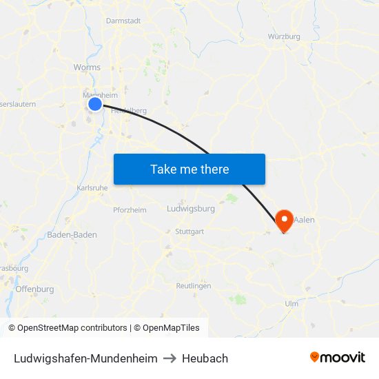 Ludwigshafen-Mundenheim to Heubach map