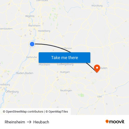 Rheinsheim to Heubach map