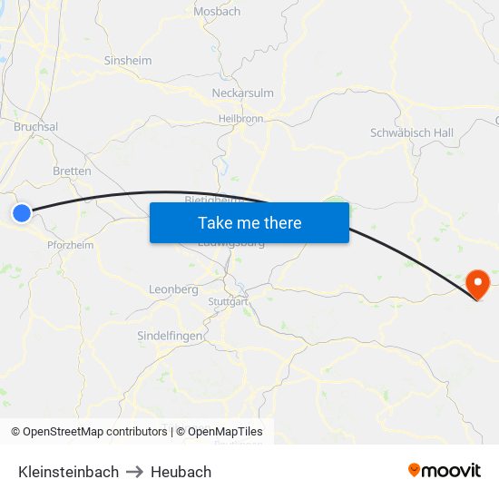 Kleinsteinbach to Heubach map