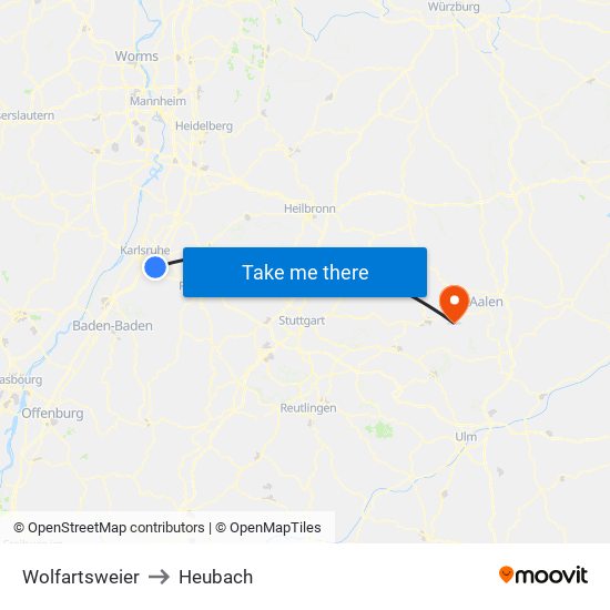 Wolfartsweier to Heubach map
