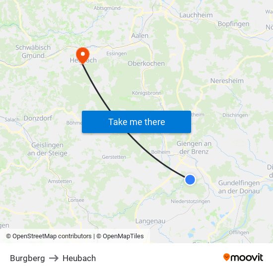 Burgberg to Heubach map