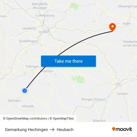 Gemarkung Hechingen to Heubach map
