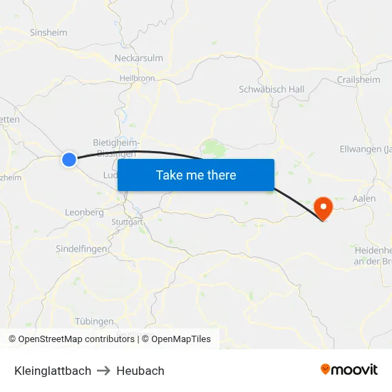 Kleinglattbach to Heubach map