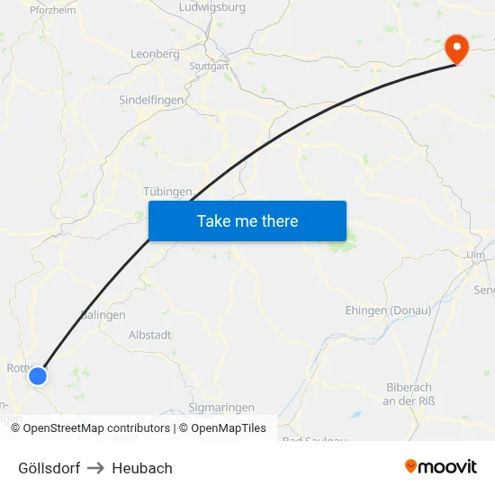 Göllsdorf to Heubach map