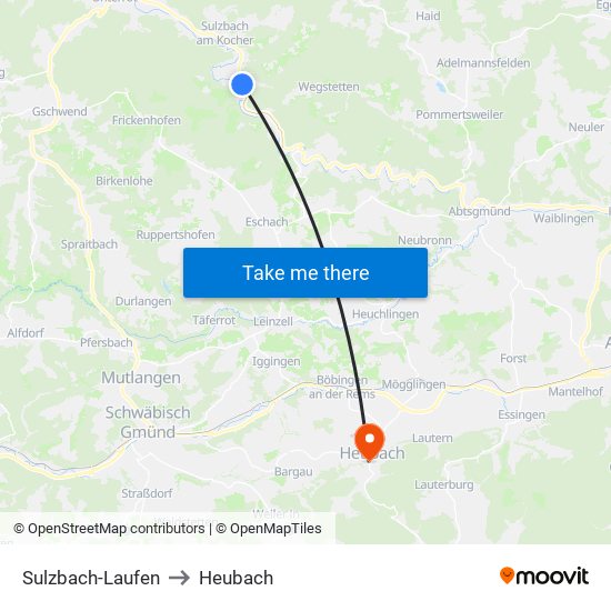 Sulzbach-Laufen to Heubach map