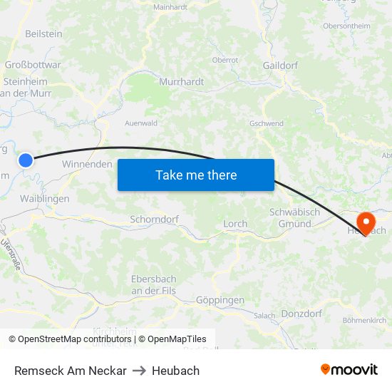 Remseck Am Neckar to Heubach map