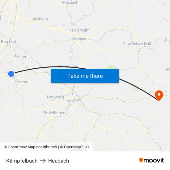 Kämpfelbach to Heubach map