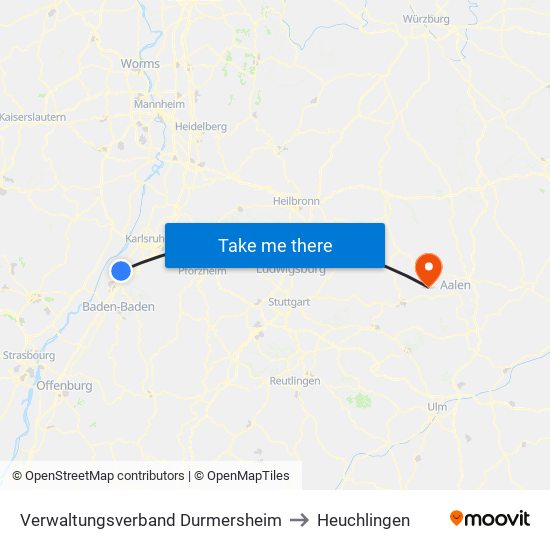 Verwaltungsverband Durmersheim to Heuchlingen map