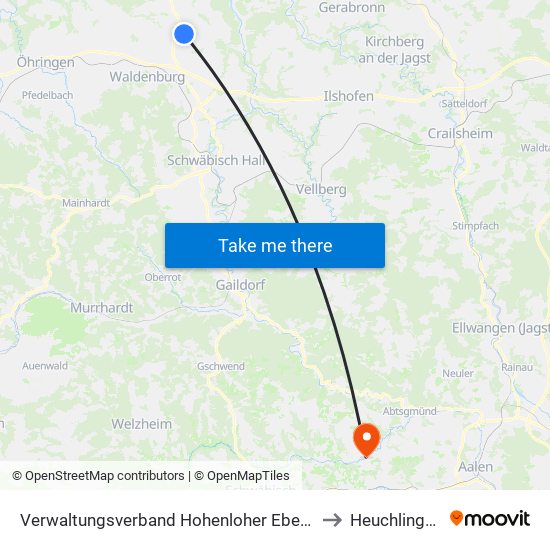Verwaltungsverband Hohenloher Ebene to Heuchlingen map
