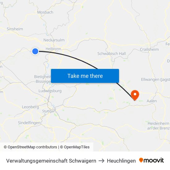 Verwaltungsgemeinschaft Schwaigern to Heuchlingen map