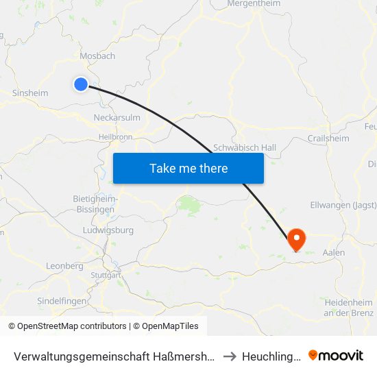 Verwaltungsgemeinschaft Haßmersheim to Heuchlingen map
