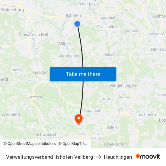 Verwaltungsverband Ilshofen-Vellberg to Heuchlingen map