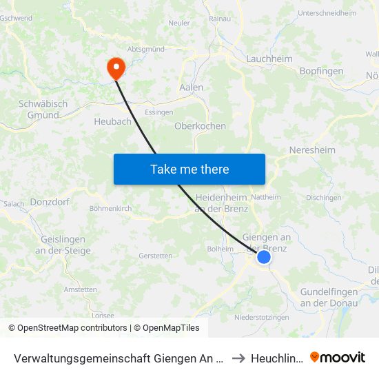 Verwaltungsgemeinschaft Giengen An Der Brenz to Heuchlingen map