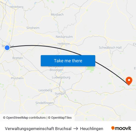 Verwaltungsgemeinschaft Bruchsal to Heuchlingen map