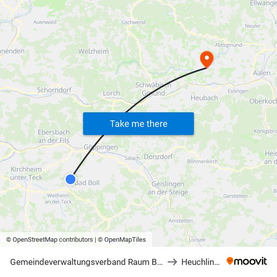 Gemeindeverwaltungsverband Raum Bad Boll to Heuchlingen map