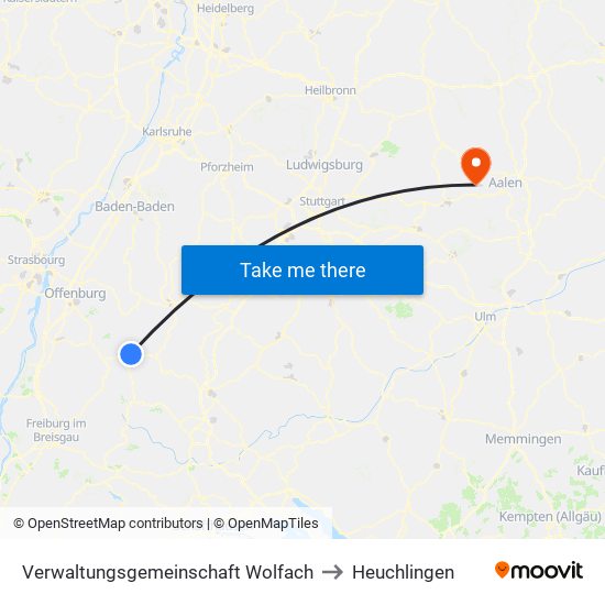 Verwaltungsgemeinschaft Wolfach to Heuchlingen map