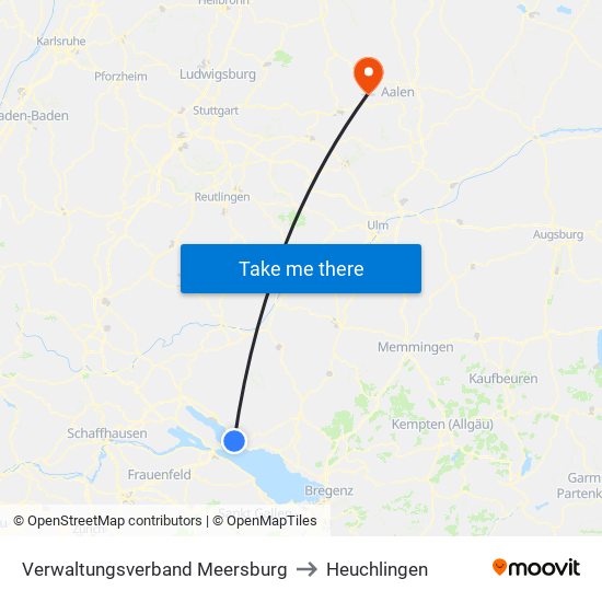 Verwaltungsverband Meersburg to Heuchlingen map