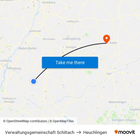 Verwaltungsgemeinschaft Schiltach to Heuchlingen map