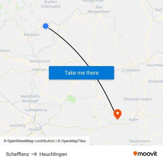 Schefflenz to Heuchlingen map