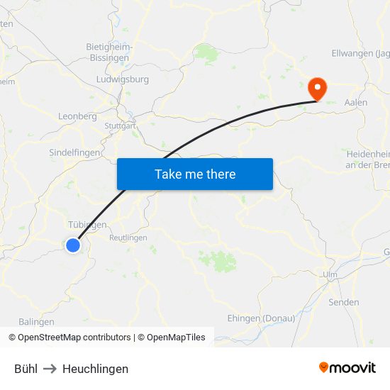 Bühl to Heuchlingen map