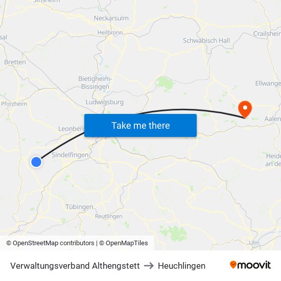 Verwaltungsverband Althengstett to Heuchlingen map