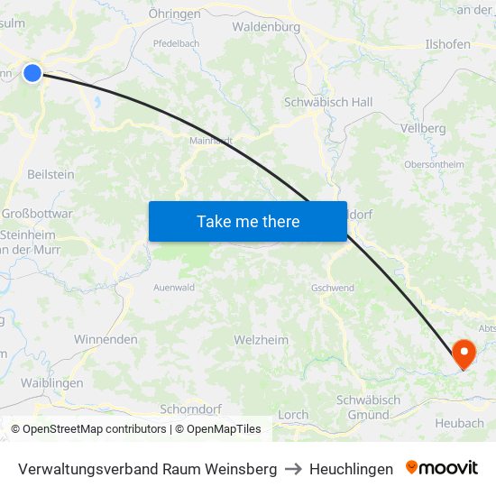 Verwaltungsverband Raum Weinsberg to Heuchlingen map