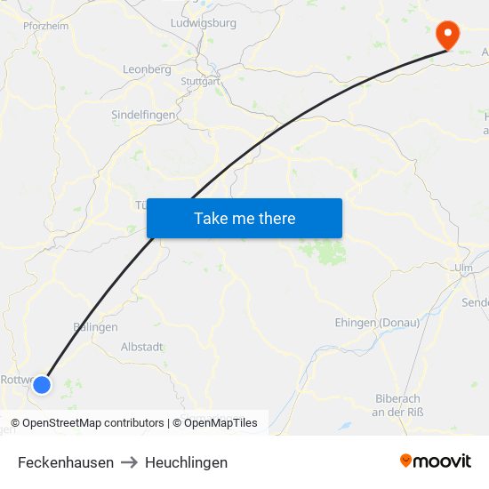 Feckenhausen to Heuchlingen map