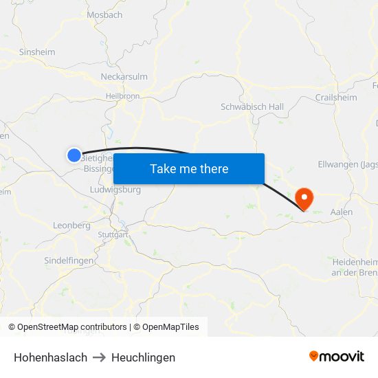 Hohenhaslach to Heuchlingen map