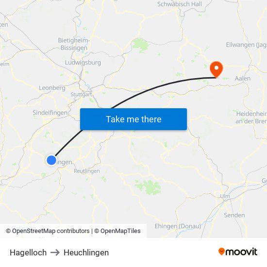 Hagelloch to Heuchlingen map