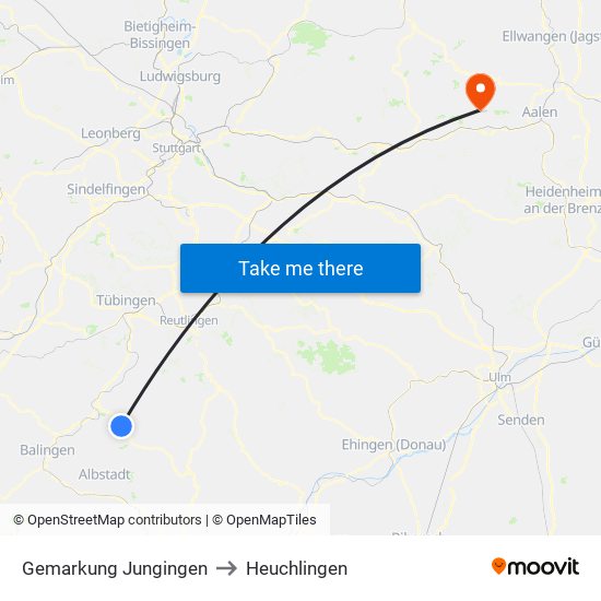 Gemarkung Jungingen to Heuchlingen map