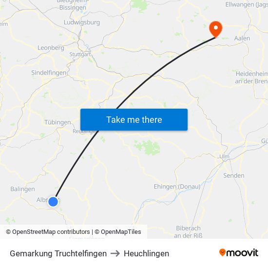 Gemarkung Truchtelfingen to Heuchlingen map