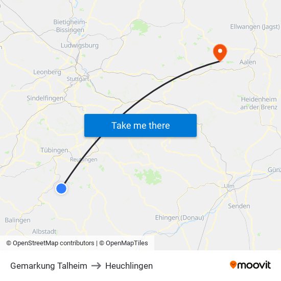 Gemarkung Talheim to Heuchlingen map