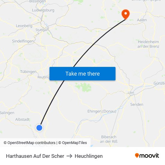 Harthausen Auf Der Scher to Heuchlingen map