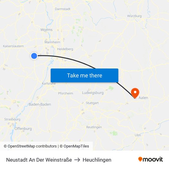 Neustadt An Der Weinstraße to Heuchlingen map