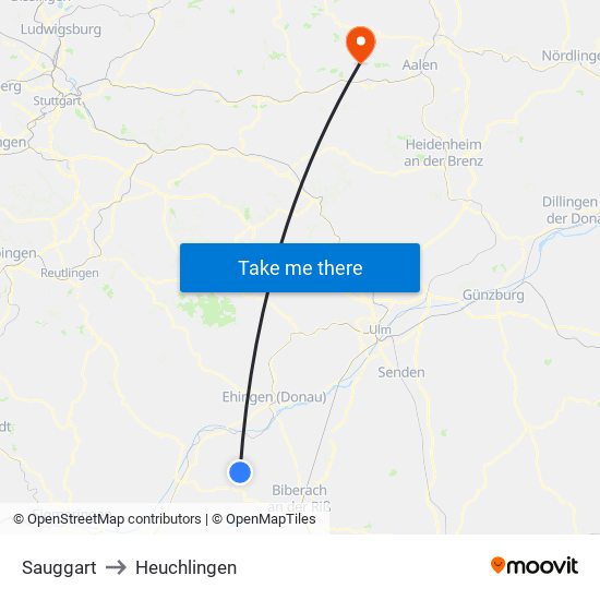 Sauggart to Heuchlingen map