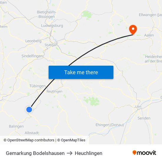 Gemarkung Bodelshausen to Heuchlingen map