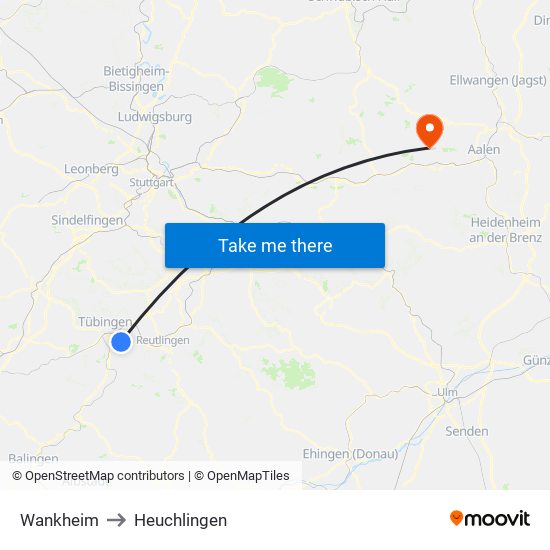 Wankheim to Heuchlingen map