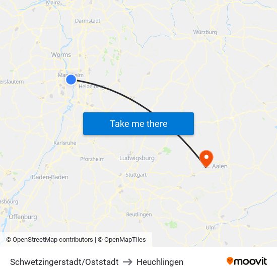 Schwetzingerstadt/Oststadt to Heuchlingen map