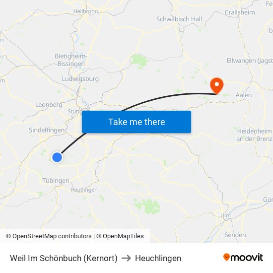 Weil Im Schönbuch (Kernort) to Heuchlingen map
