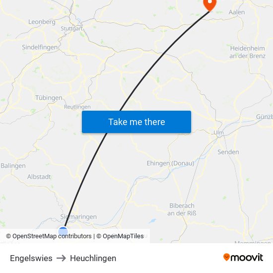 Engelswies to Heuchlingen map