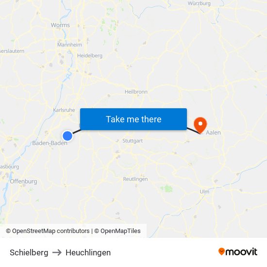 Schielberg to Heuchlingen map