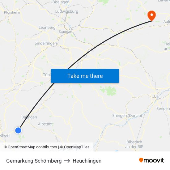 Gemarkung Schömberg to Heuchlingen map