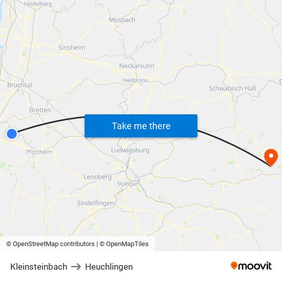 Kleinsteinbach to Heuchlingen map