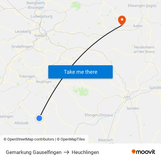 Gemarkung Gauselfingen to Heuchlingen map