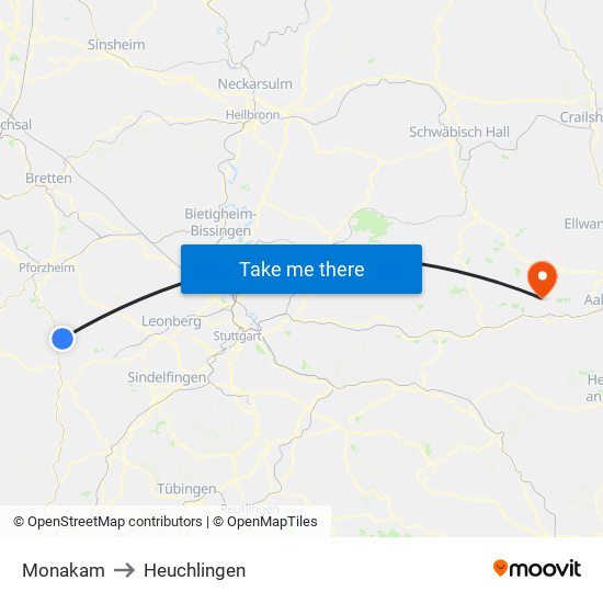 Monakam to Heuchlingen map